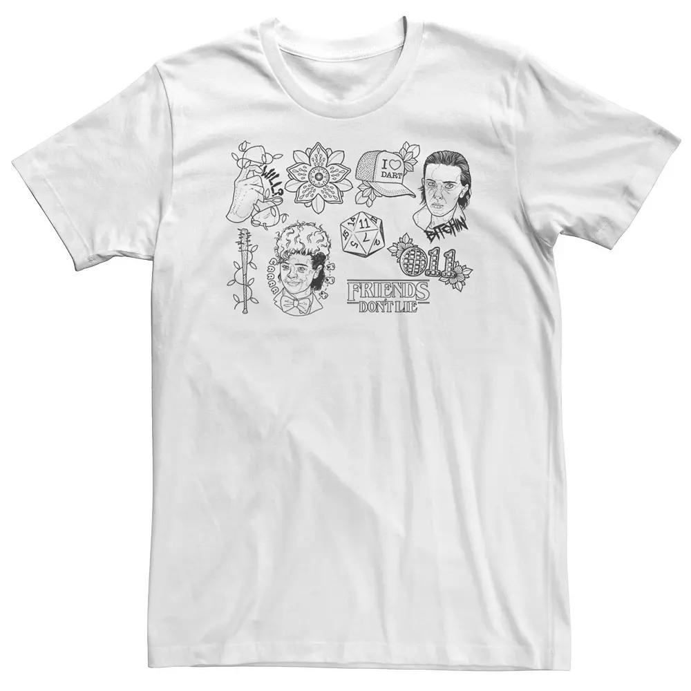 Big & Tall Netflix Stranger Things Day Friends Don't Lie Doodles Tee, Men's,  Product Image