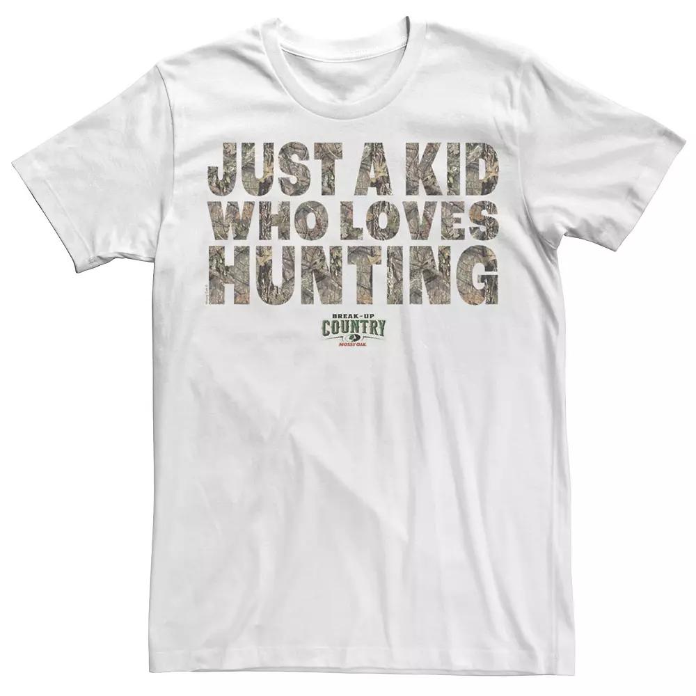 Men's Mossy Oak Break-Up Country Just a Kid Who Loves Hunting Camouflage Tee, Size: XL, White Product Image