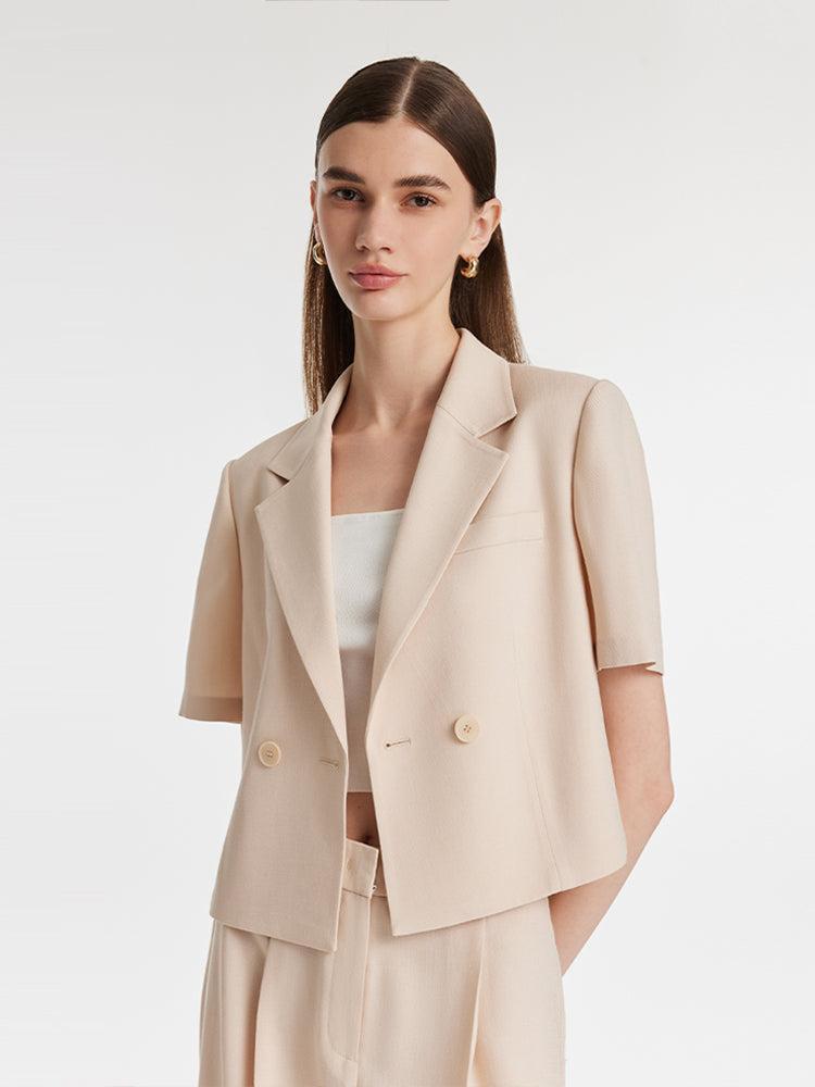 Acetate Short Sleeves Women Crop Blazer Product Image