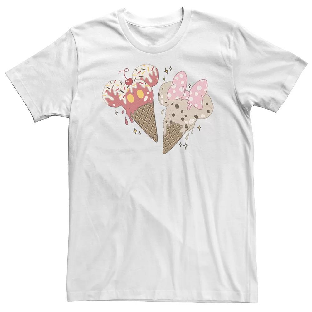 Big & Tall Disney Mickey And Friends Mickey & Minnie Ice Cream Cones Tee, Men's, Size: XL Tall, White Product Image