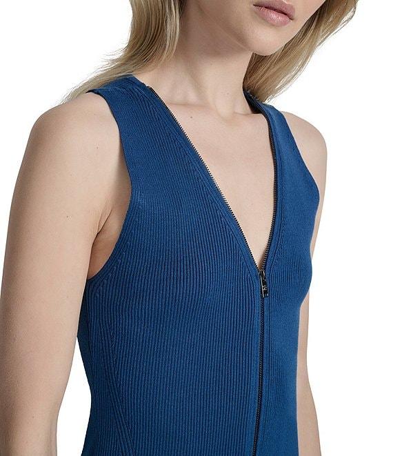 DKNY by Donna Karan V-Neck Sleeveless Zip Front Tank Top Product Image