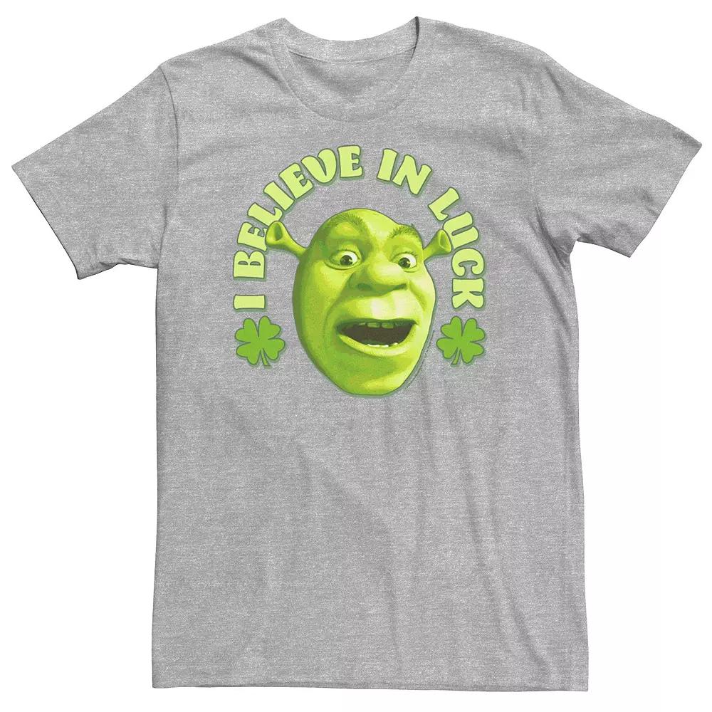 Big & Tall Shrek Big Face Saint Patrick's Day "I Believe In Luck" Tee, Men's, Size: 4XL, Athletic Grey Product Image