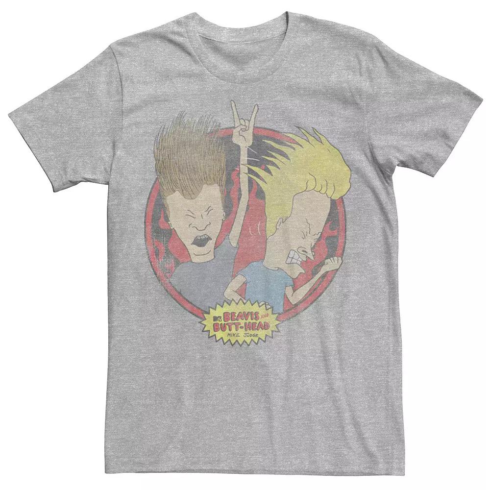 Men's Beavis and Butthead Rock N' Roll Circle Portrait Tee,  Product Image