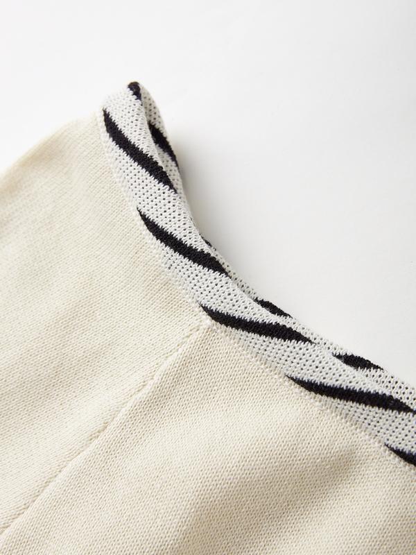 Contrast Trim Off Shoulder Cropped Long Sleeve Knit Product Image