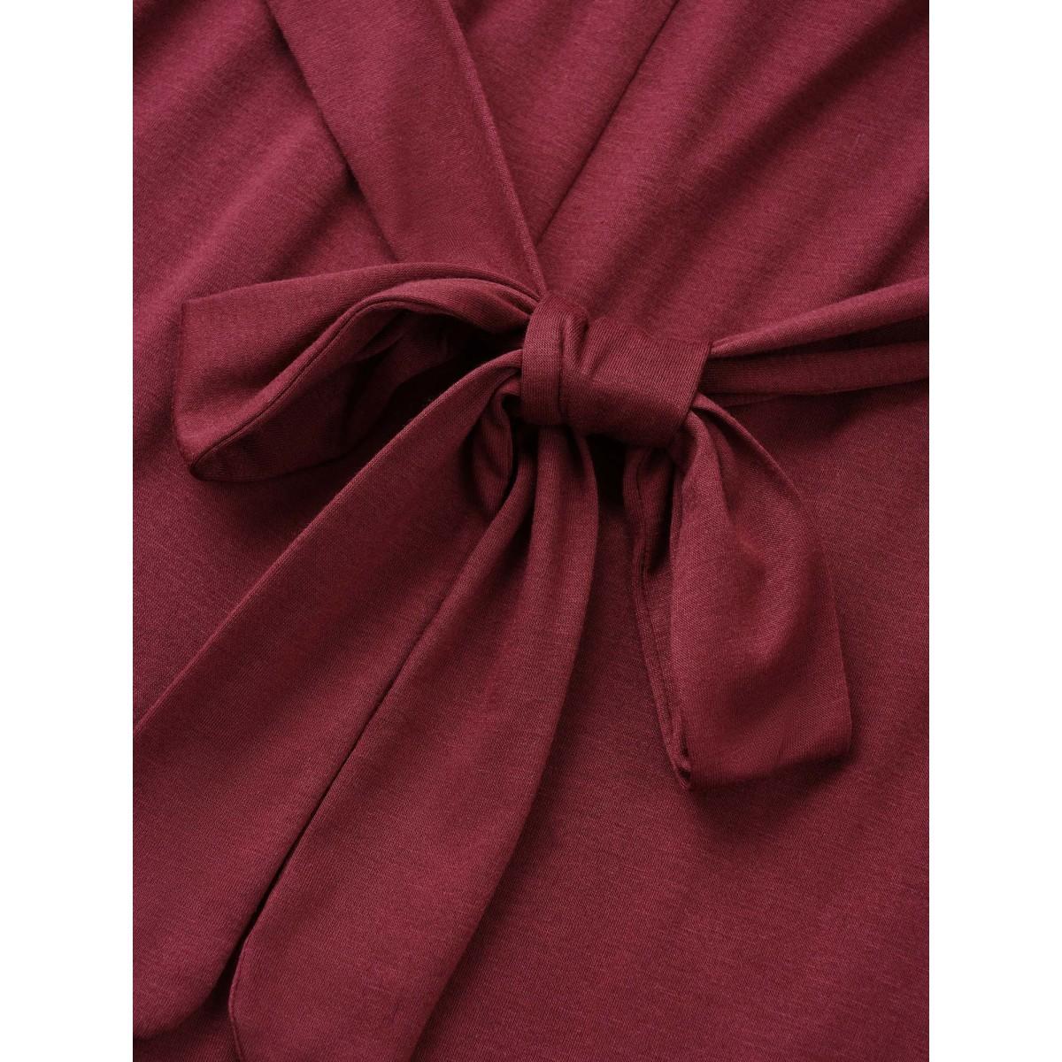 Plus Size Scarlet Supersoft Essentials Plain Belted Gathered Jumpsuit Women Casual Elbow-length sleeve Square Neck Everyday Loose Jumpsuits BloomChic 18-20/2X Product Image