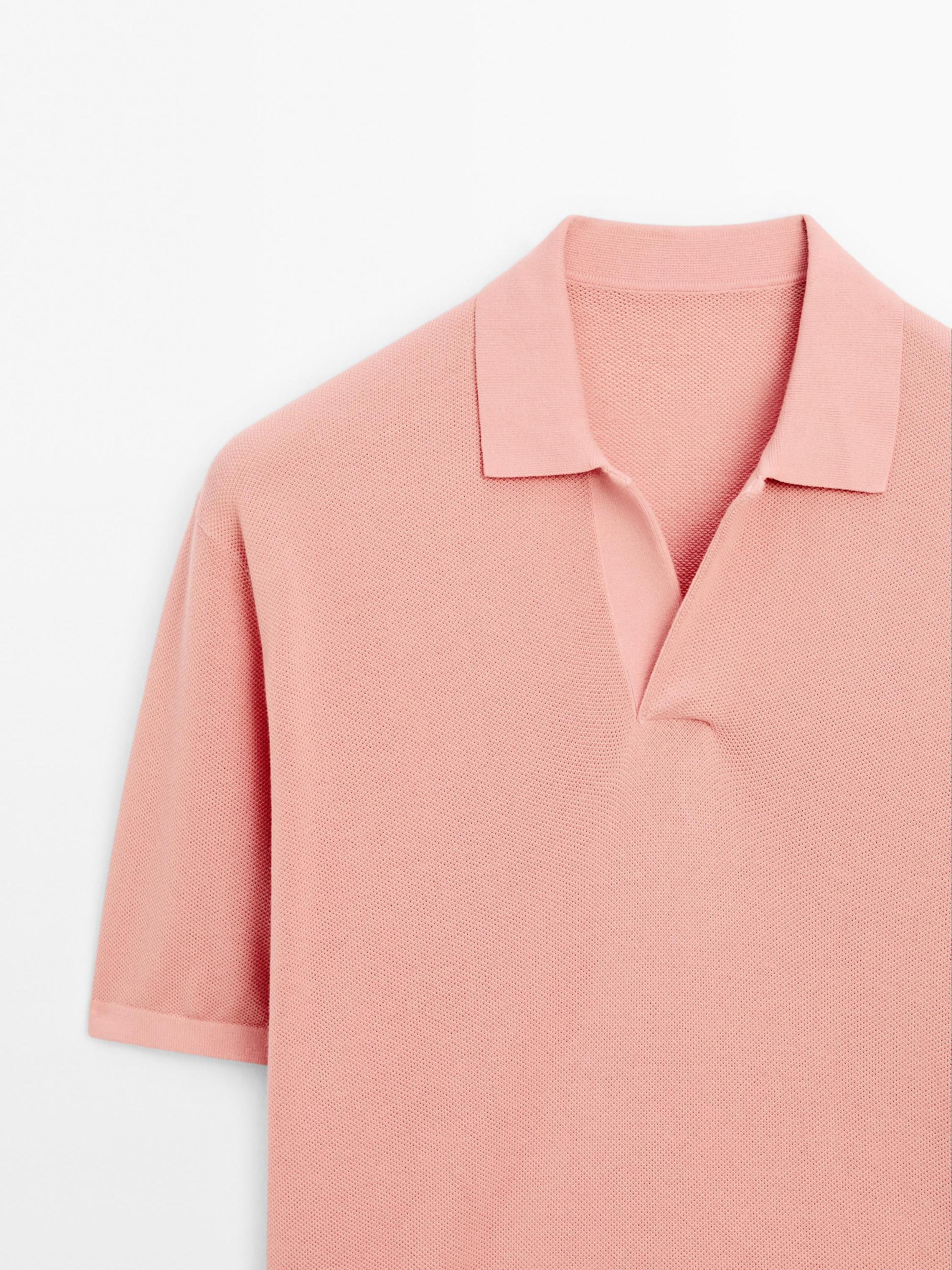 Knit V-neck polo shirt Product Image