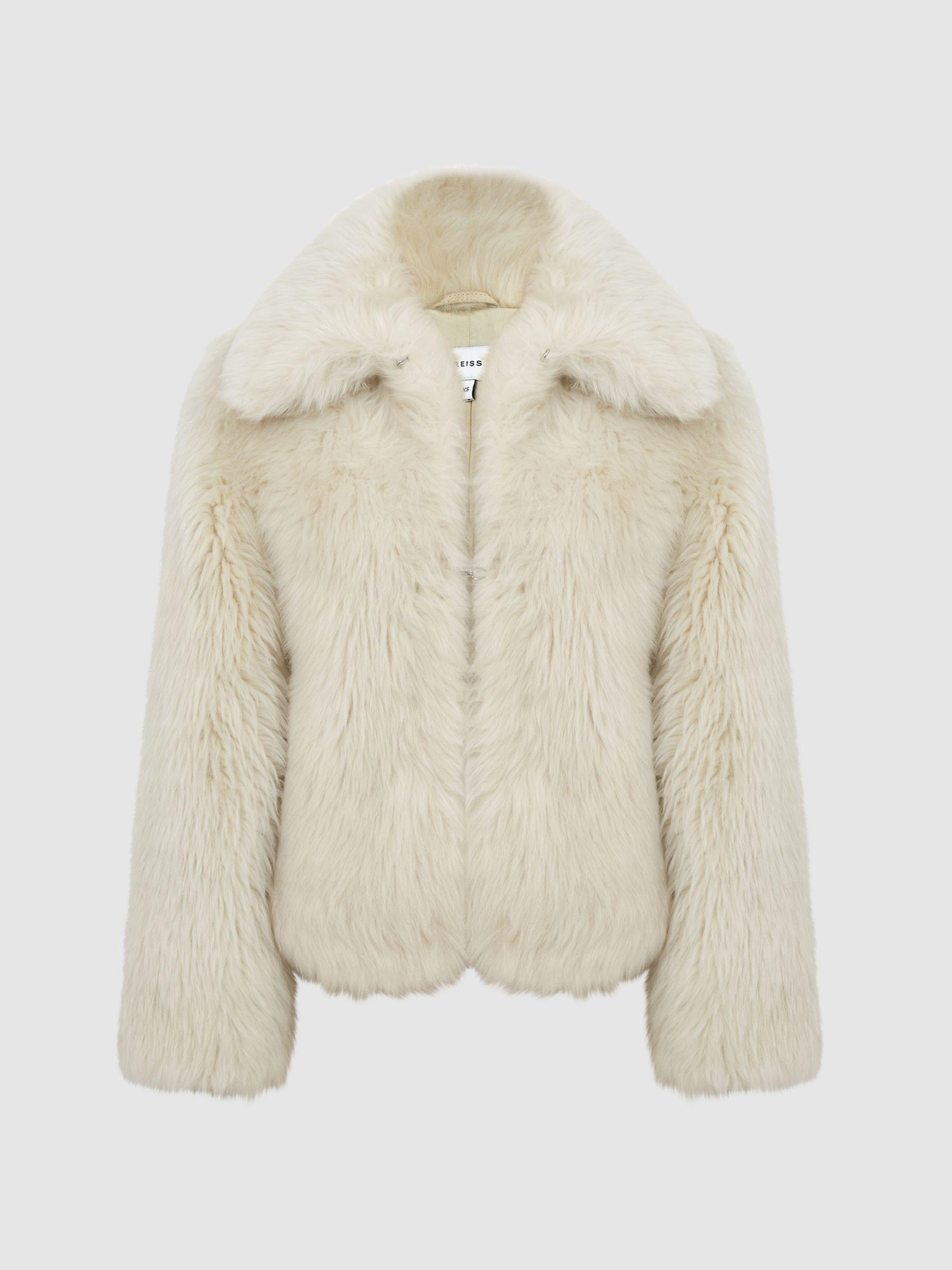 Short Shearling Jacket in Cream Product Image