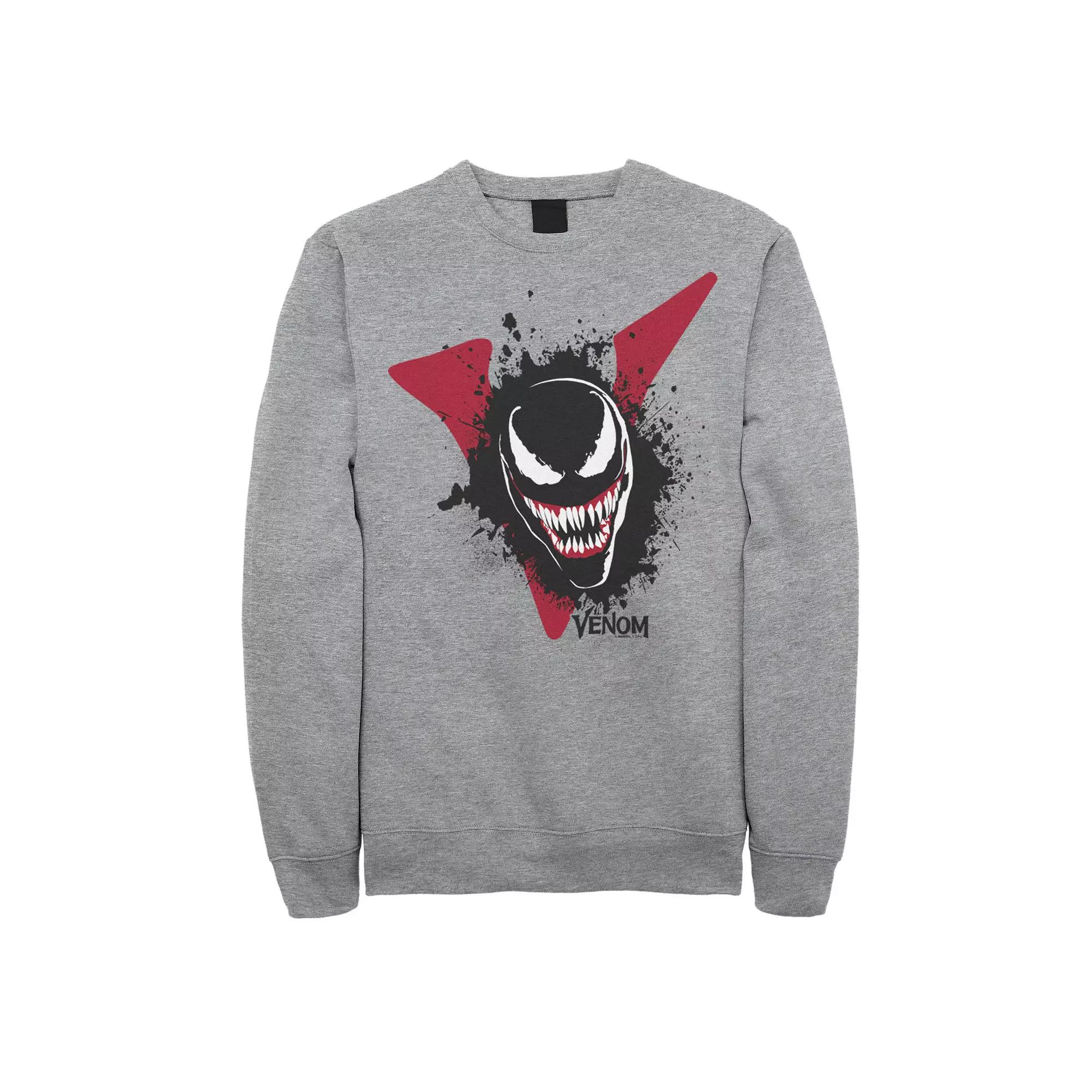 Men's Marvel Venom Big V Face Paint Splatter Graphic Fleece Pullover,  Product Image