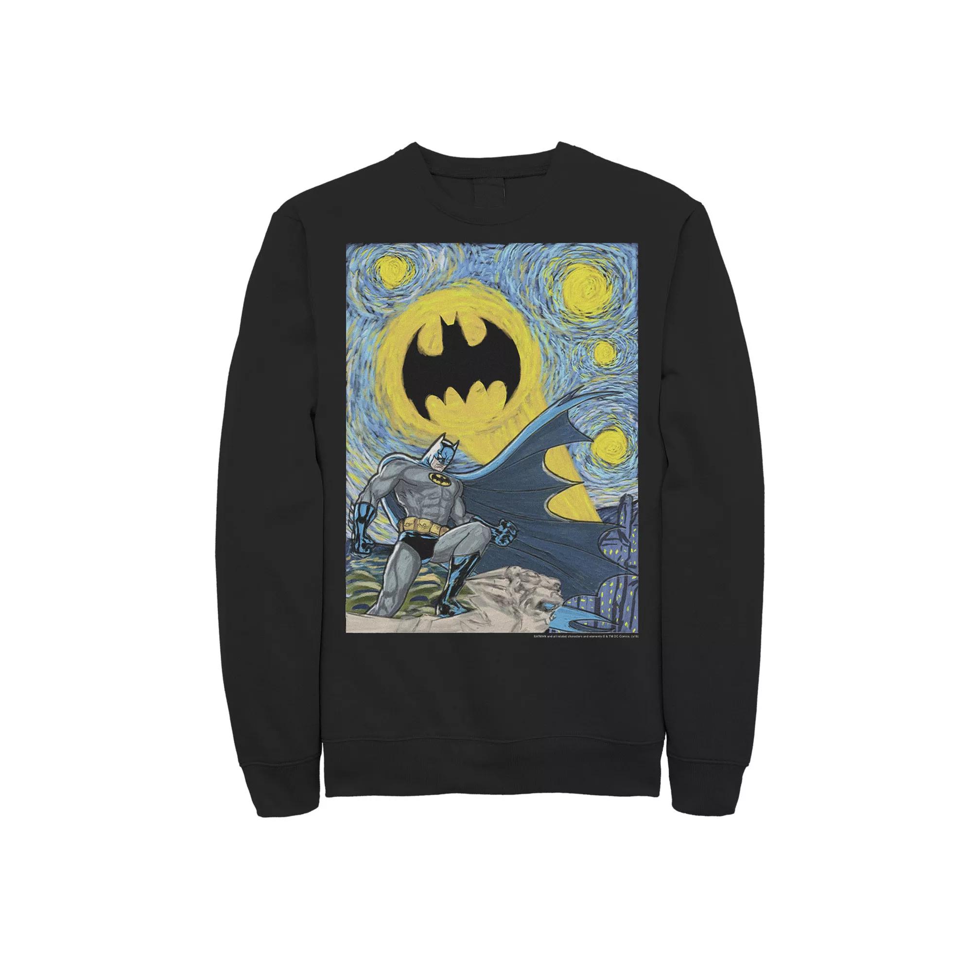 Men's Batman Starry Night Portrait Poster Sweatshirt,  Product Image