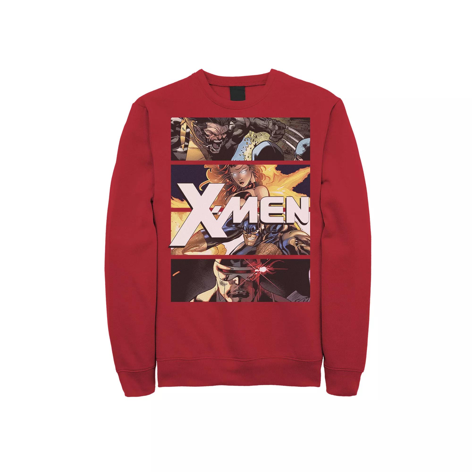 Men's Marvel X-Men Four Panel Portraits Graphic Fleece Pullover, Size: XL, Red Product Image