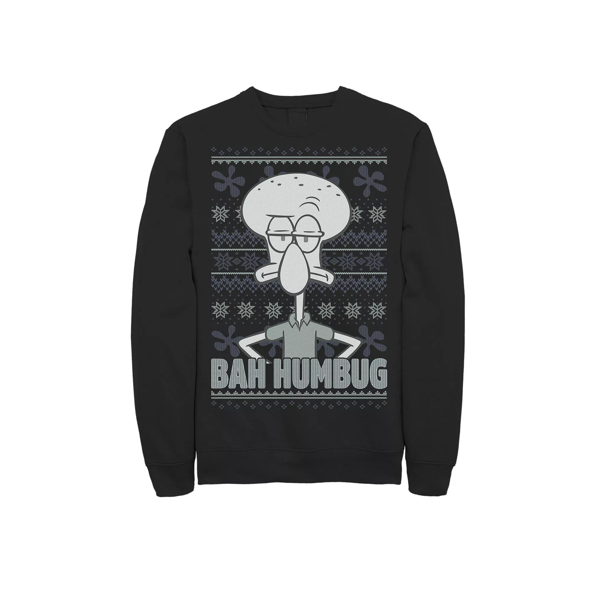 Men's Nickelodeon SpongeBob SquarePants Squidward Bah Humbug Ugly Christmas Graphic Fleece Pullover,  Product Image