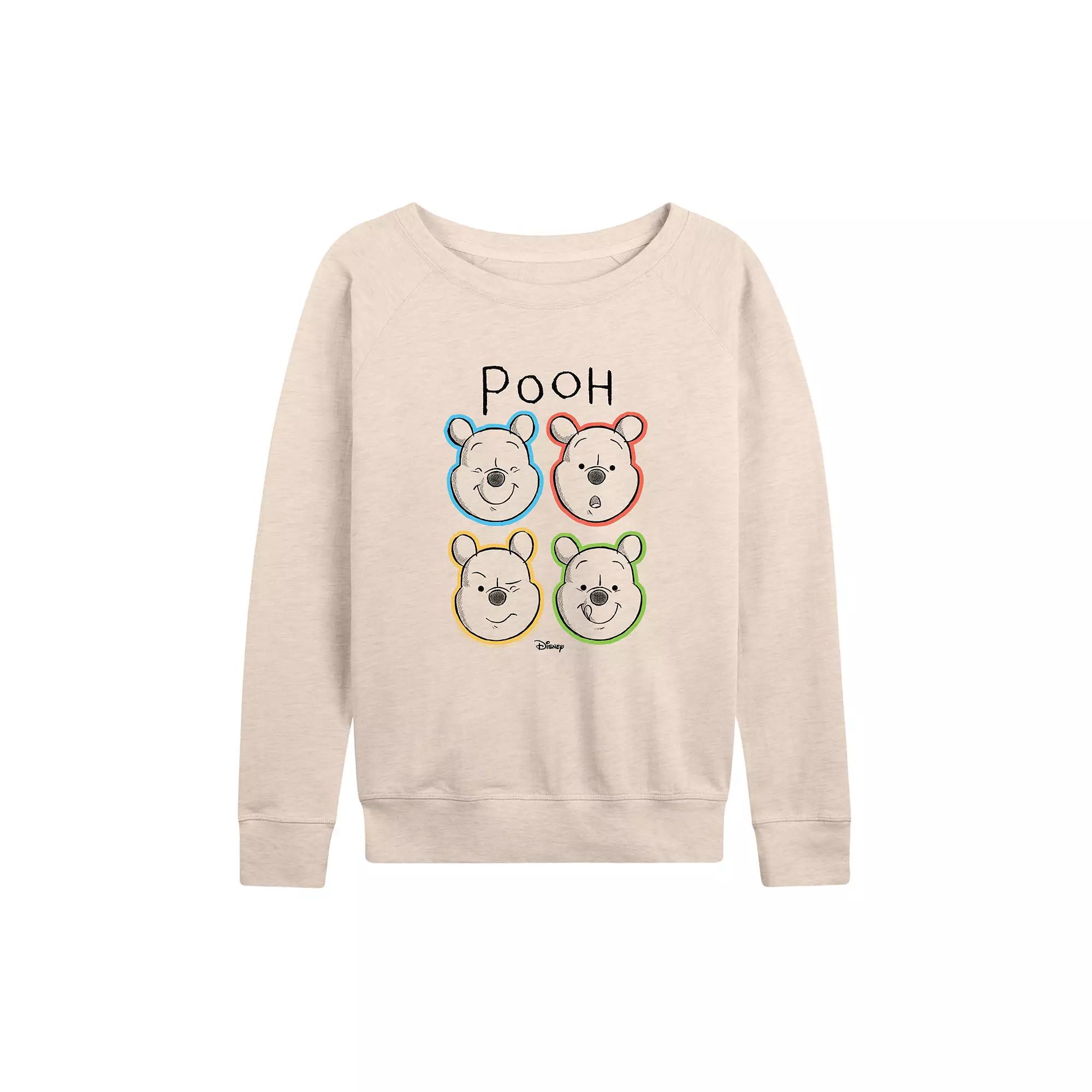 Disney's Winnie the Pooh Women's Sketch Grid French Terry Long Sleeve Tee, Girl's,  Product Image