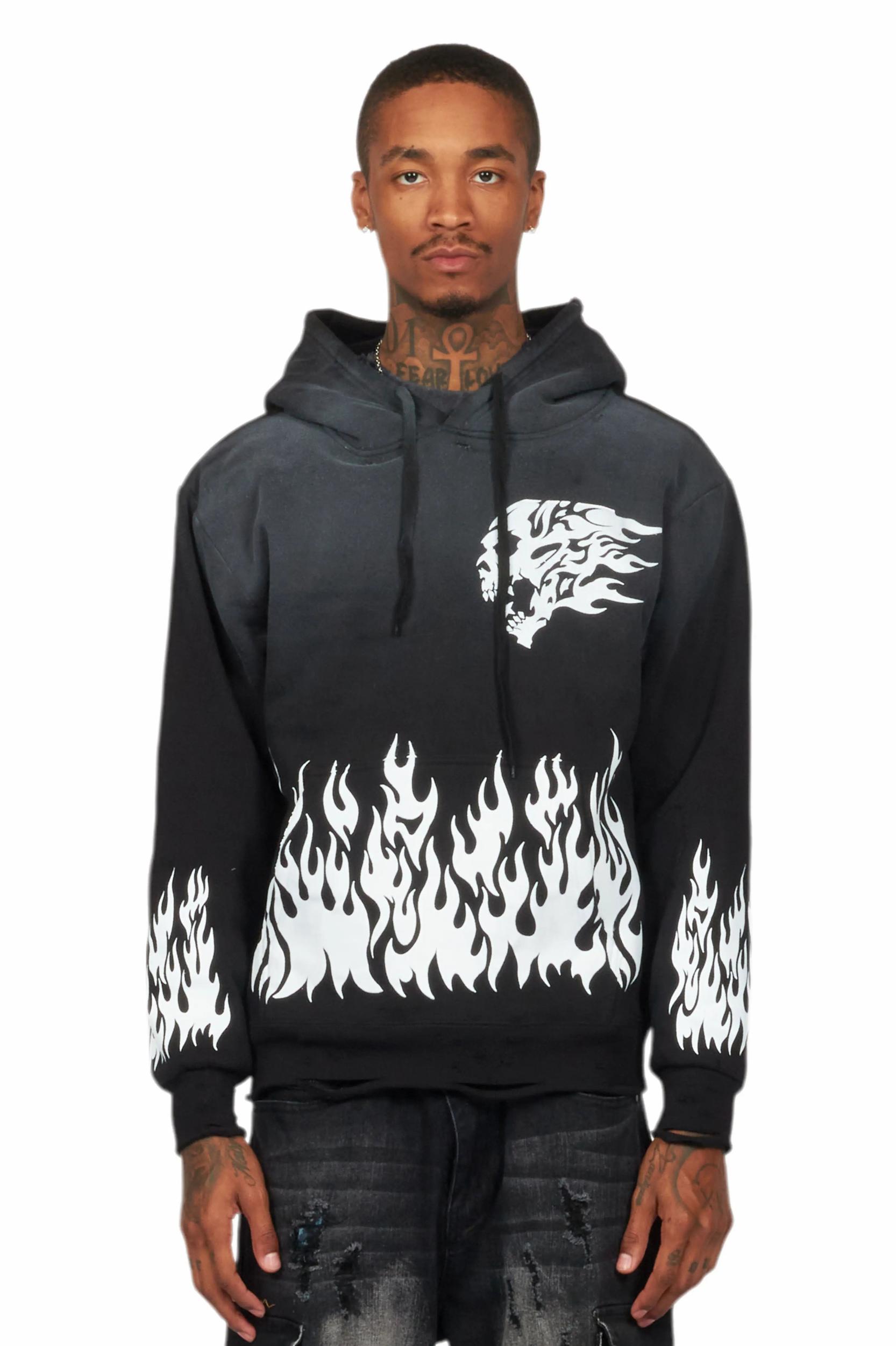 Bubble Black Graphic Hoodie Male Product Image