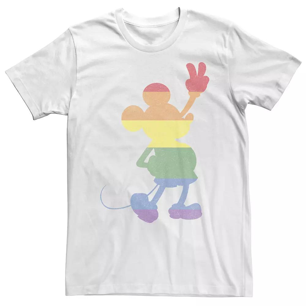 Disney's Mickey Mouse Rainbow Stripe Peace Sign Big & Tall Graphic Tee, Men's,  Product Image
