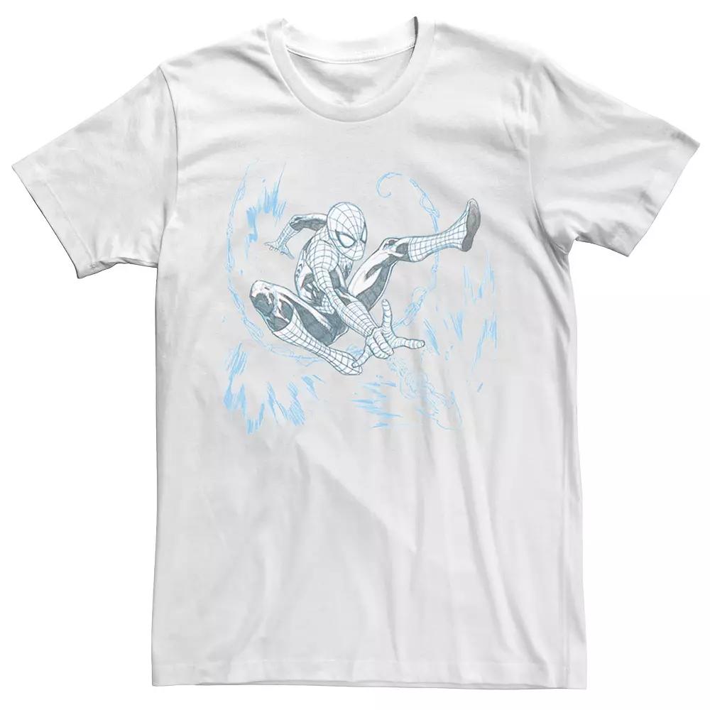 Men's Marvel Spider-Man Blue Hue Web Sling Action Shot Graphic Tee,  Product Image