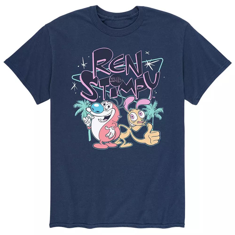 Men's Ren & Stimpy Retro Palm Trees Tee,  Product Image