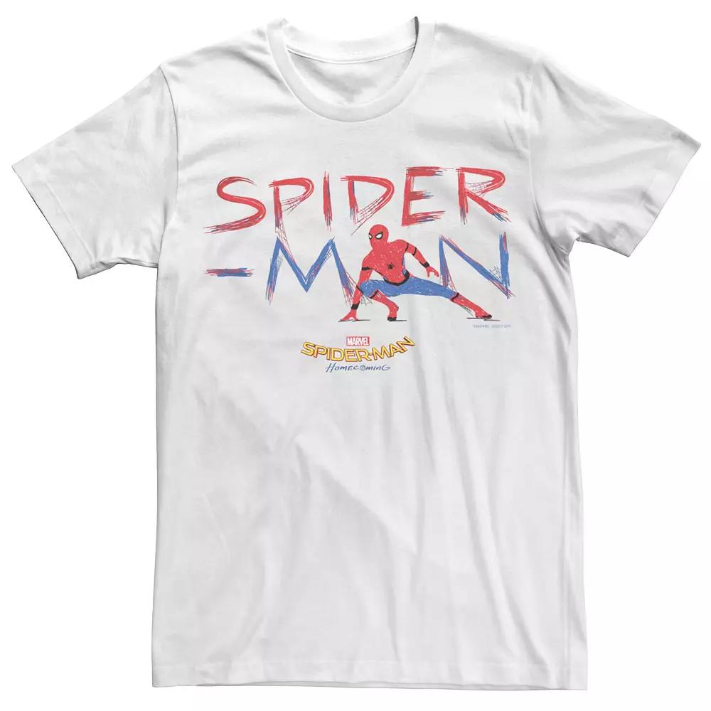 Men's Marvel Spider-Man Sketch Graphic Tee, Size: XXL, White Product Image