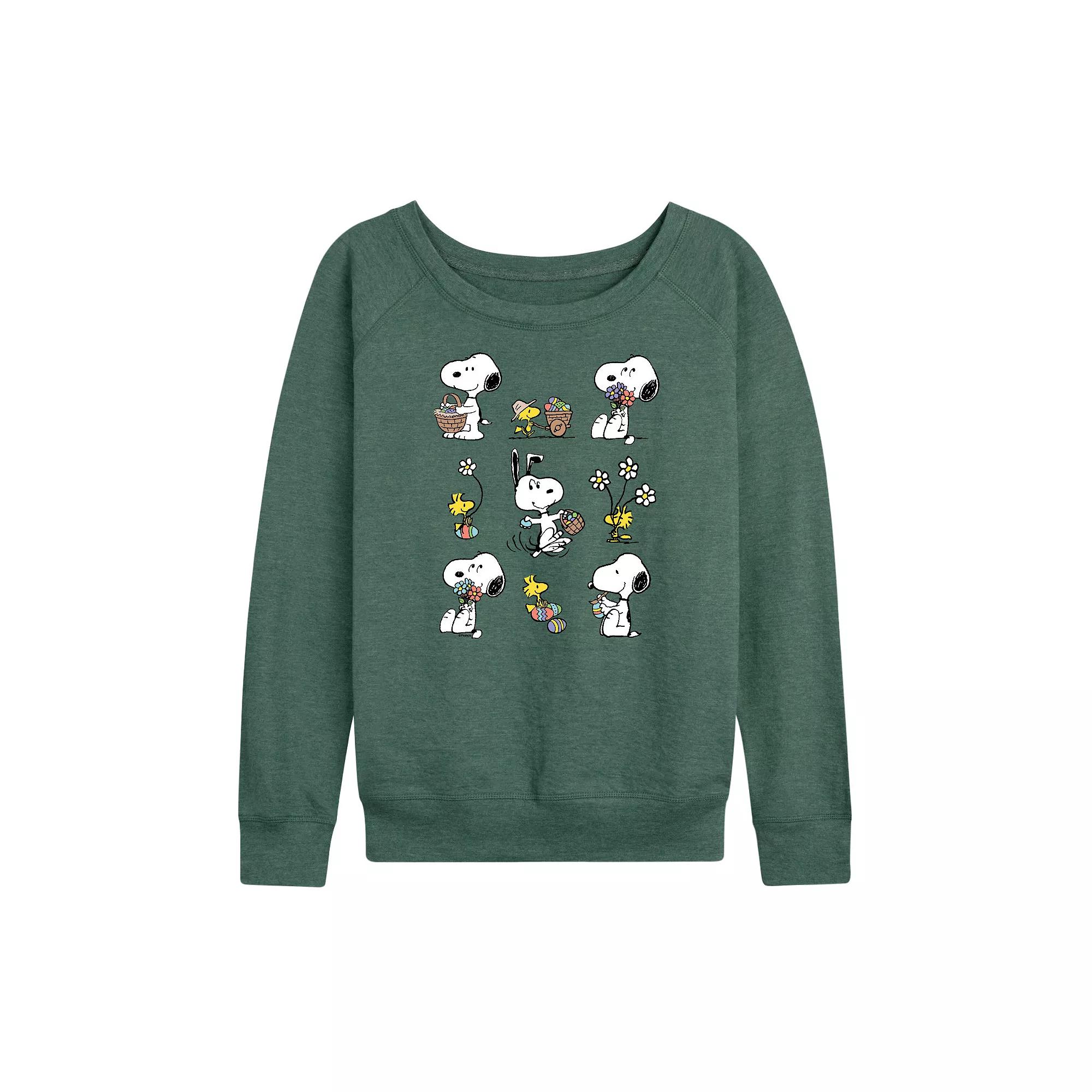 Women's Peanuts Spring Pattern French Terry Long Sleeve Tee,  Product Image