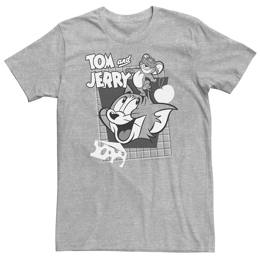 Big & Tall Tom And Jerry Retro Collage Greyscale Portrait Tee, Men's, Size: XXL Tall, Athletic Grey Product Image