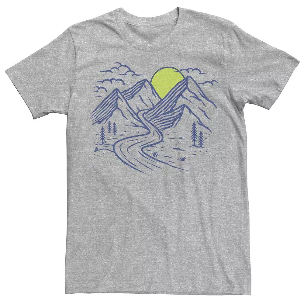 Men's Simple Line Drawn Mountains & Setting Sun Tee, Boy's,  Product Image