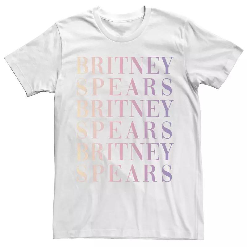 Men's Britney Spears Gradient Name Word Stack Tee, Size: Small, White Product Image