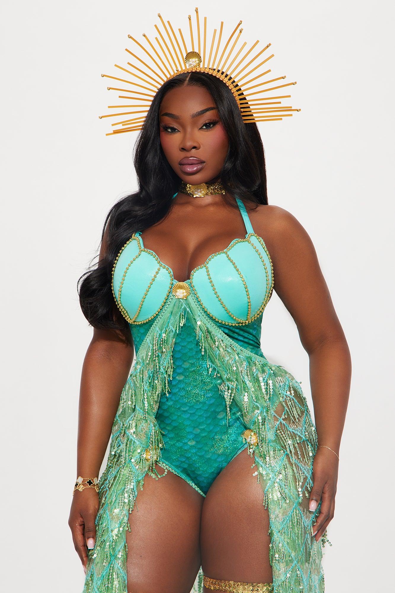 Water Nymph 4 Piece Costume Set - Blue/combo Female Product Image