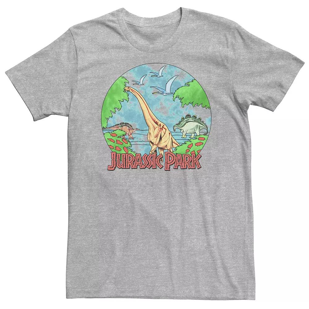 Big & Tall Jurassic Park Retro Globe Watercolor Scene Tee, Men's,  Product Image