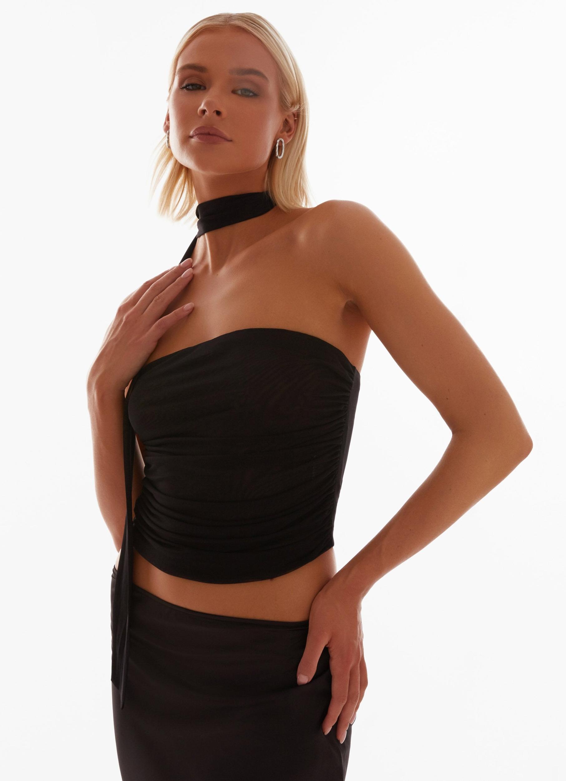 Hot Like Me Scarf Top - Black Product Image