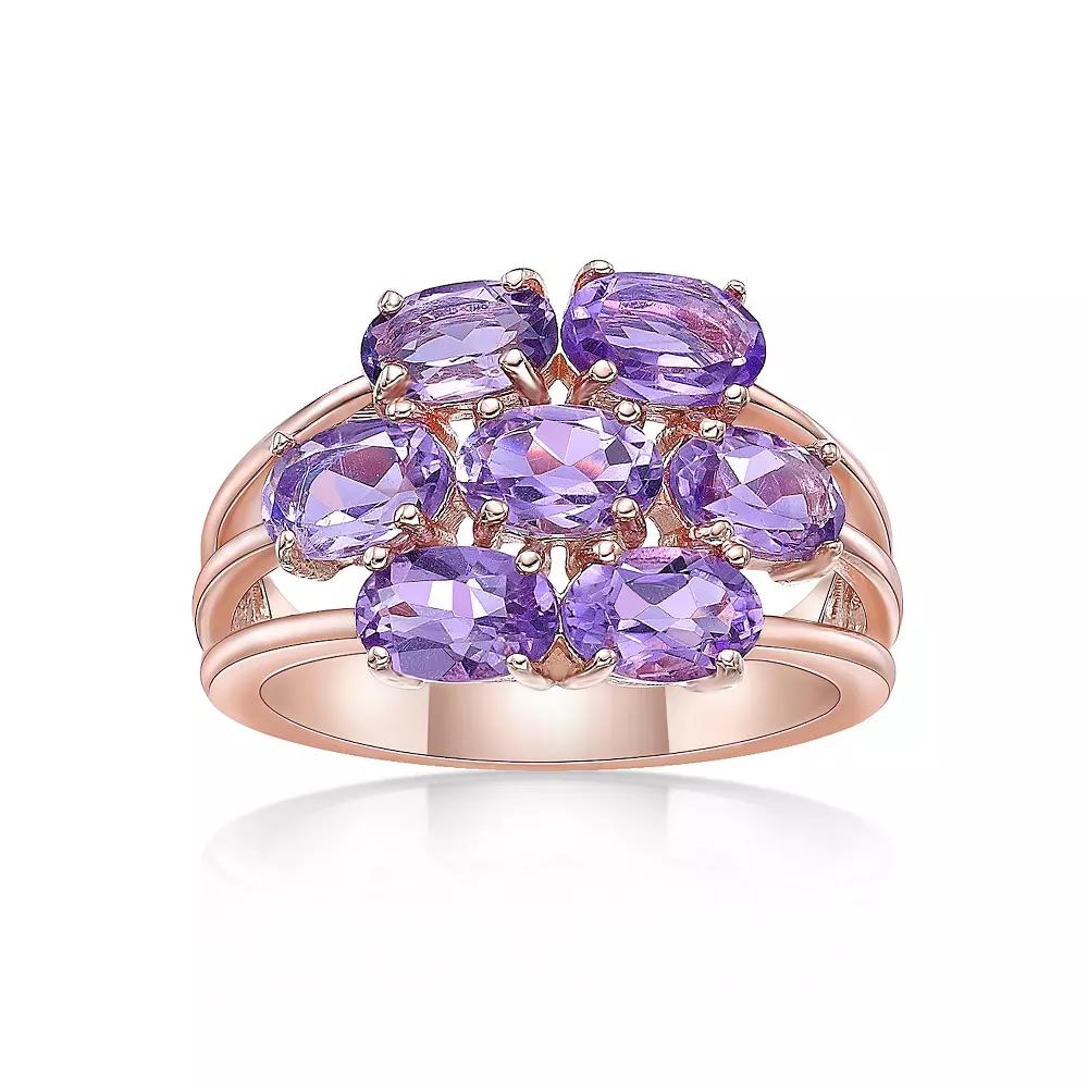Gemminded 18k Rose Gold Over Silver Amethyst Ring, Womens Pink Tone Product Image