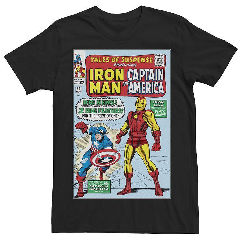 Men's Marvel Iron Man And Captain America Comic Cover Tee, Size: 3XL, Black Product Image