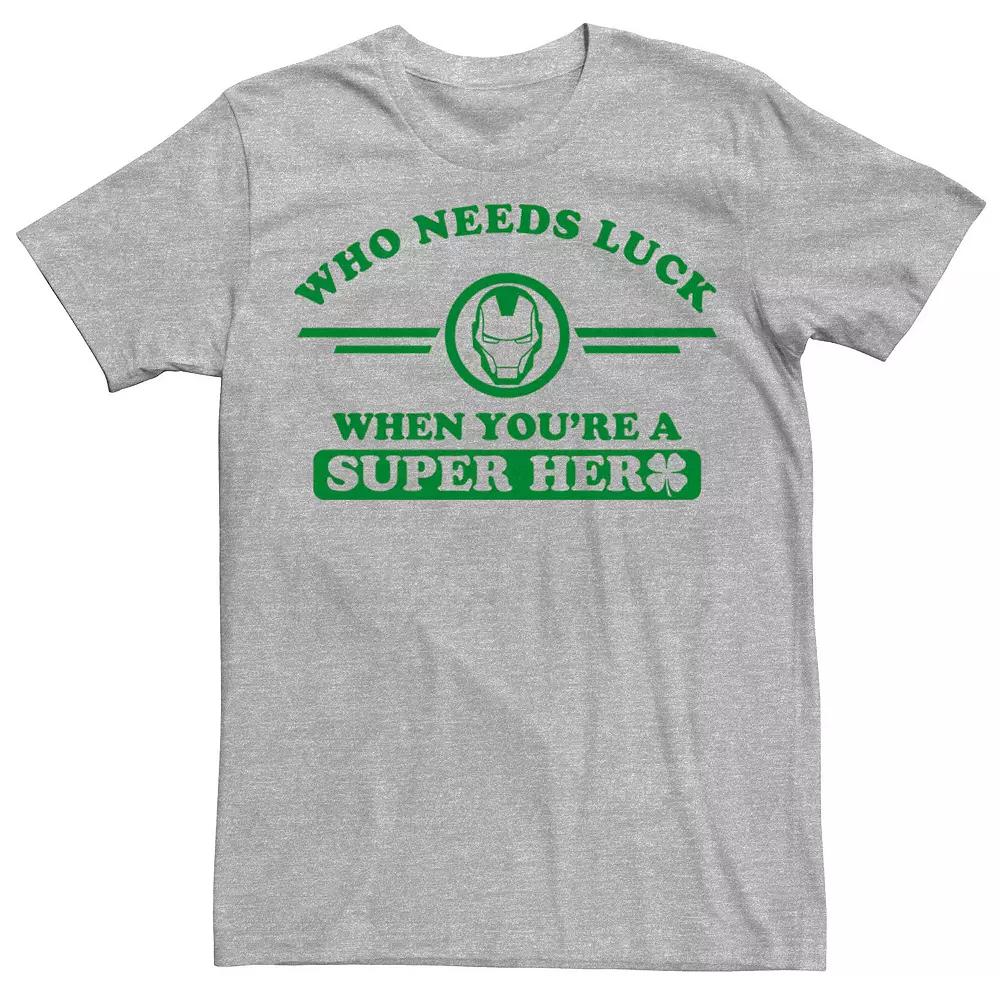 Men's Marvel Iron Man Who Needs Luck St. Patrick's Day Tee,  Product Image
