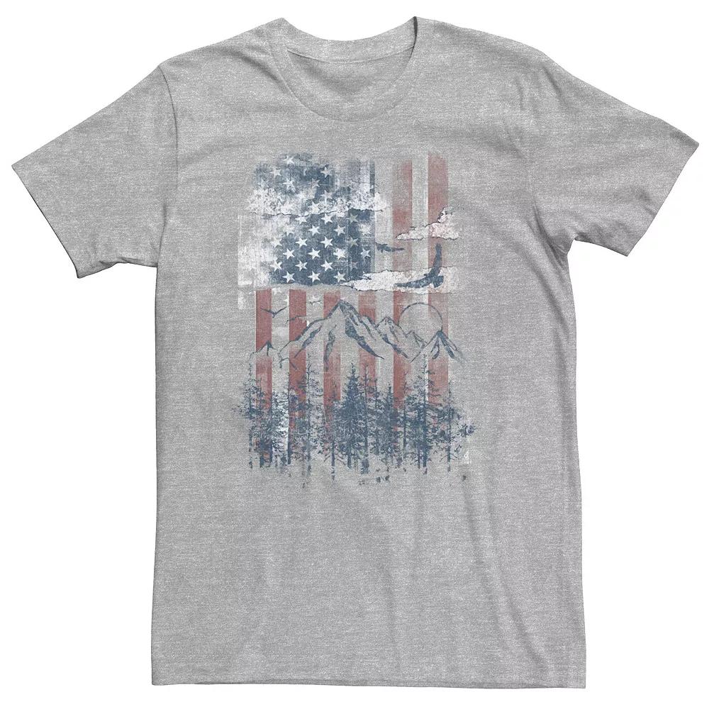 Big & Tall American Flag Vertical and Mountain Range Tee, Men's,  Product Image