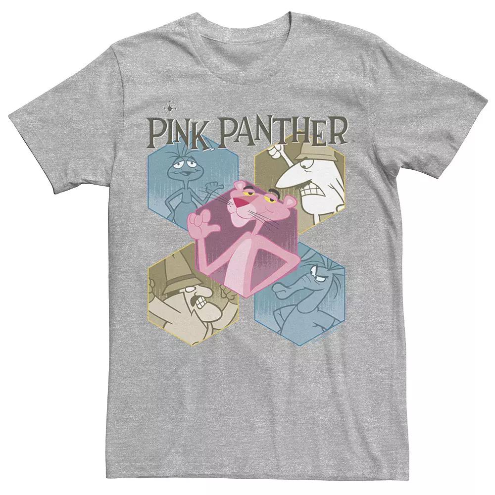 Men's Pink Panther Hexagonal Portraits Graphic Tee, Size: Medium, Athletic Grey Product Image