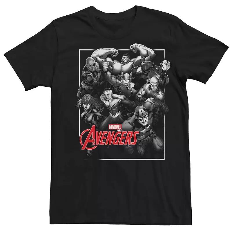 Men's Marvel Avengers Assembled Black And White Poster Tee,  Product Image