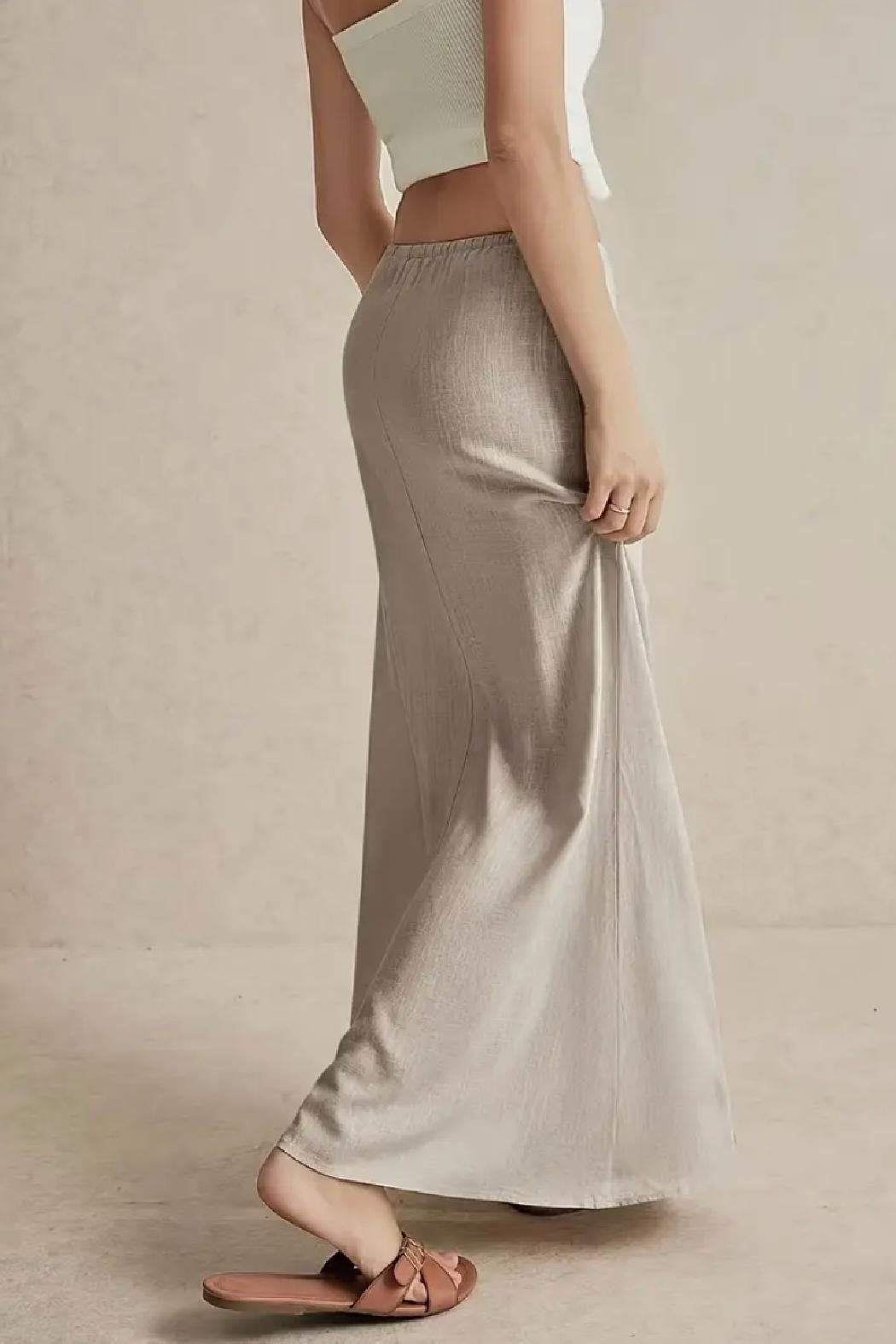 Linen Drawstring Maxi Skirt Product Image