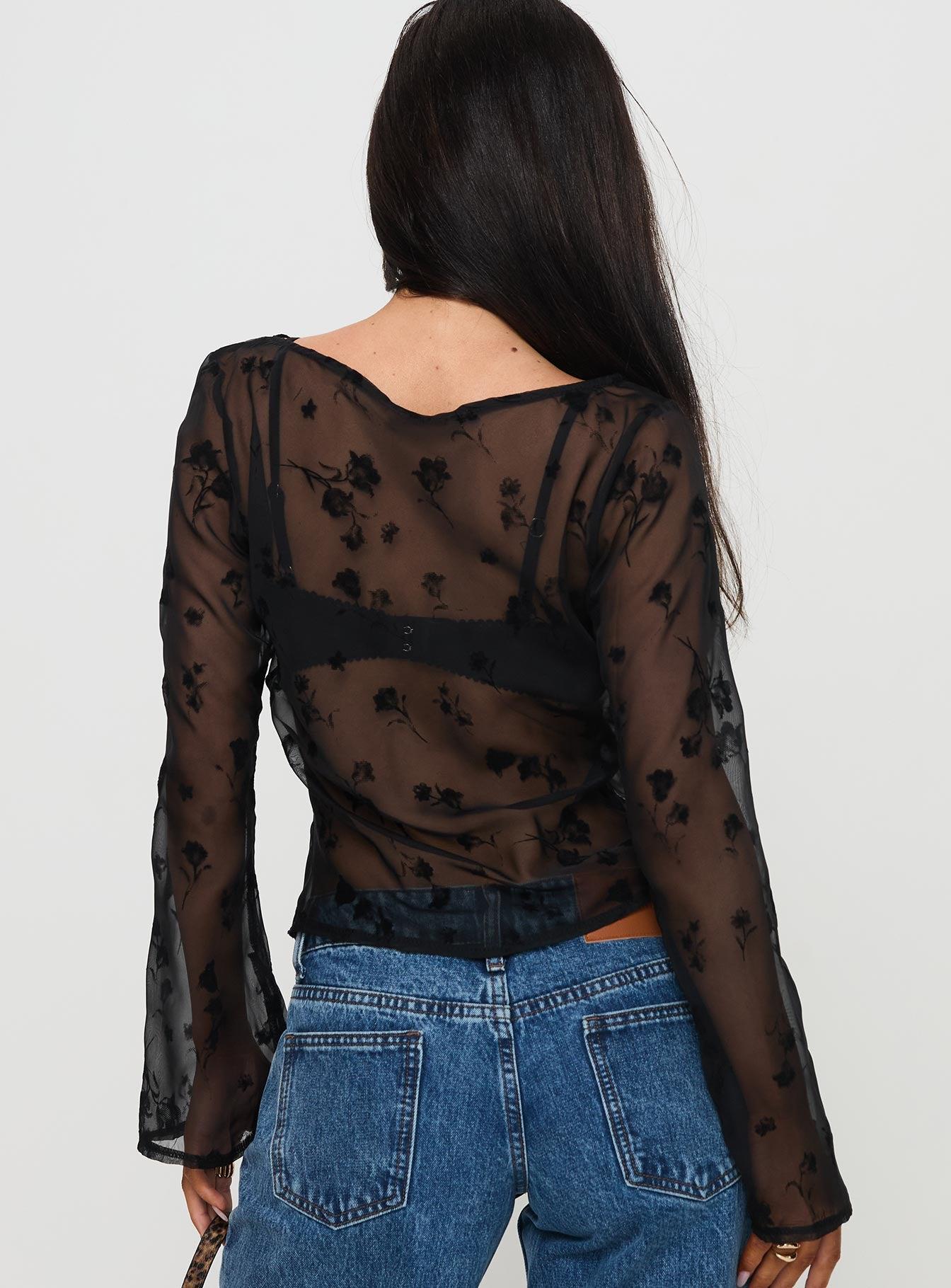 Broken Clocks Long Sleeve Top Black Product Image