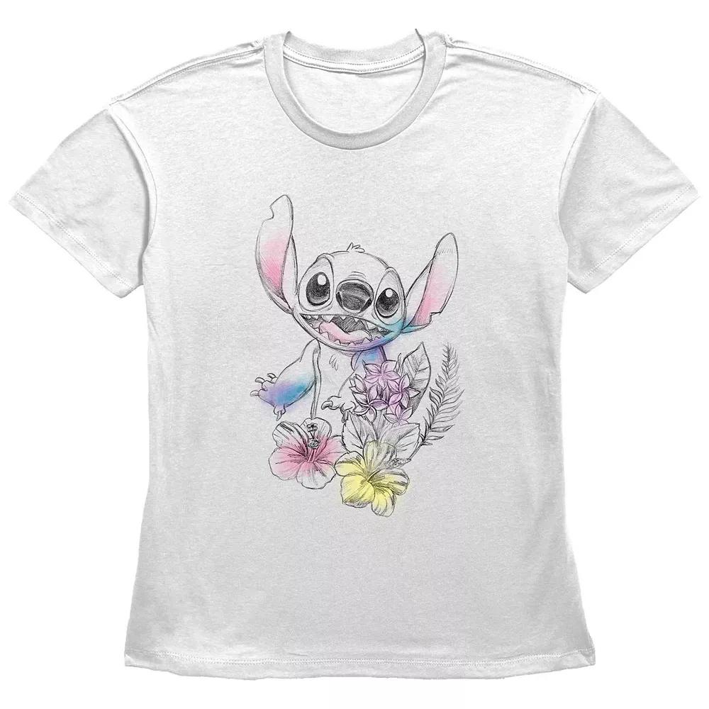 Disney's Lilo & Stitch Women's Floral Sketch Graphic Tee,  Product Image