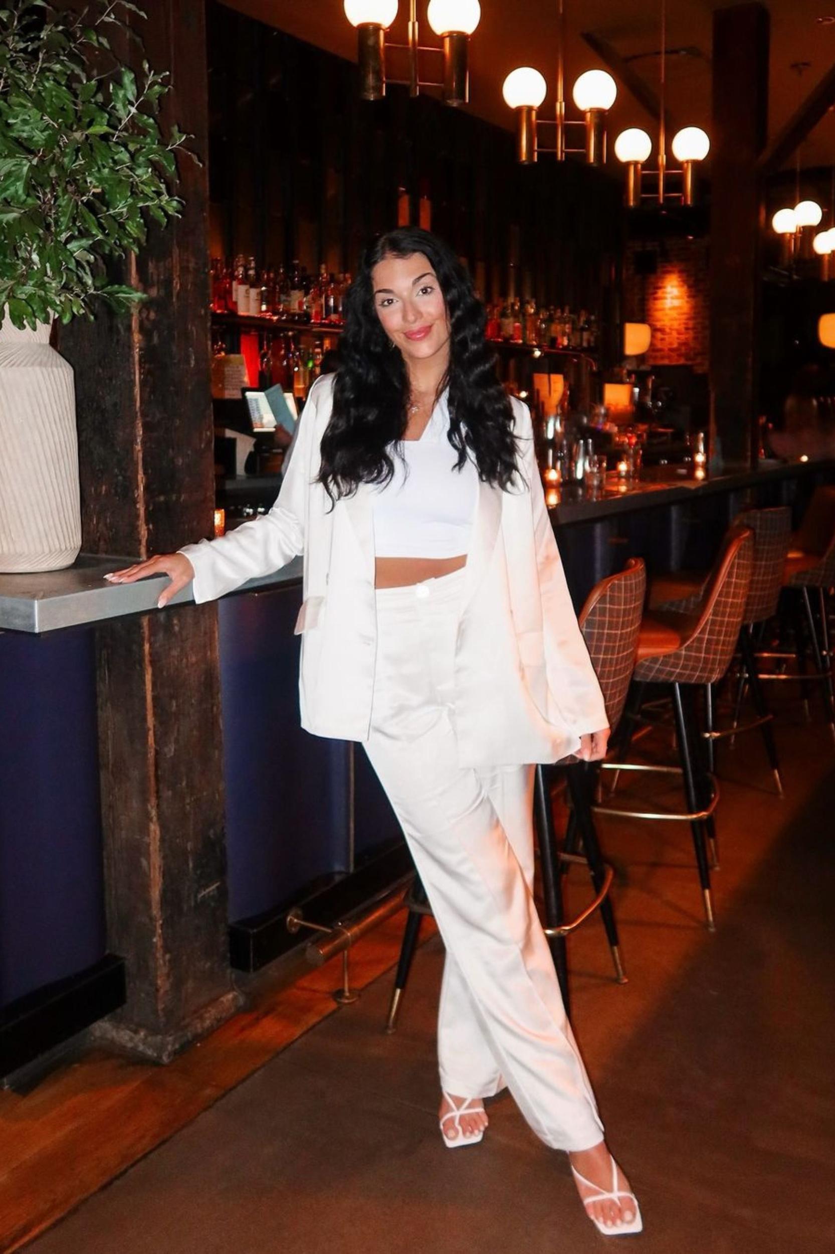 Madison White Satin Blazer Product Image