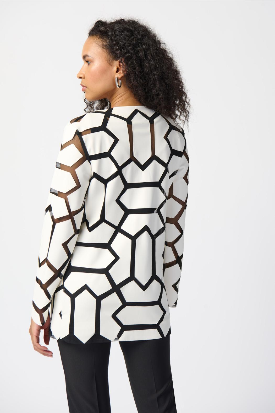 Geometric Pattern Dual Fabric Jacket Product Image