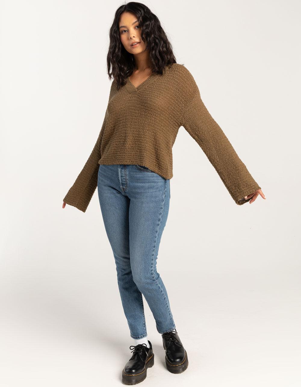 O'NEILL Sunny Paradise Womens V-Neck Sweater - OLIVE Product Image