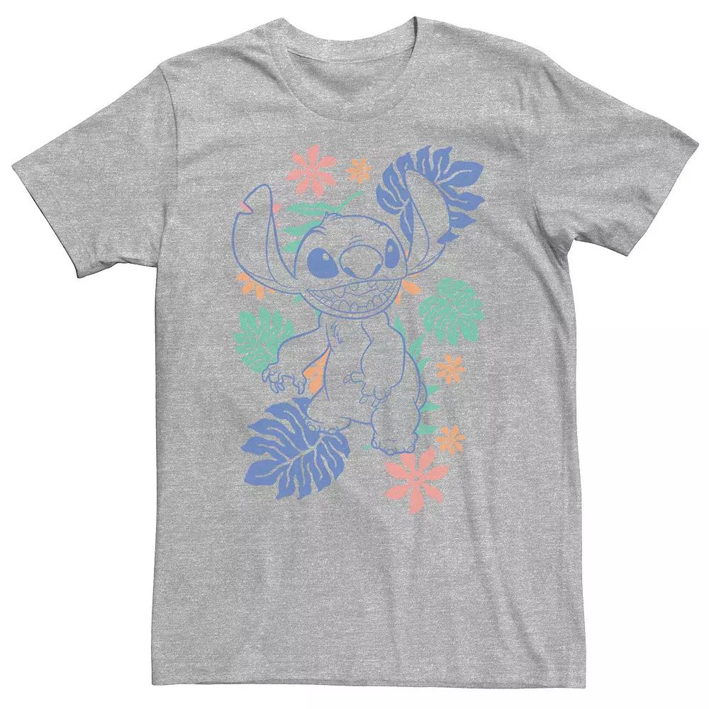 Big & Tall Disney Lilo & Stitch Hawaiian Plants Stitch Outline Sketch Tee, Men's,  Product Image