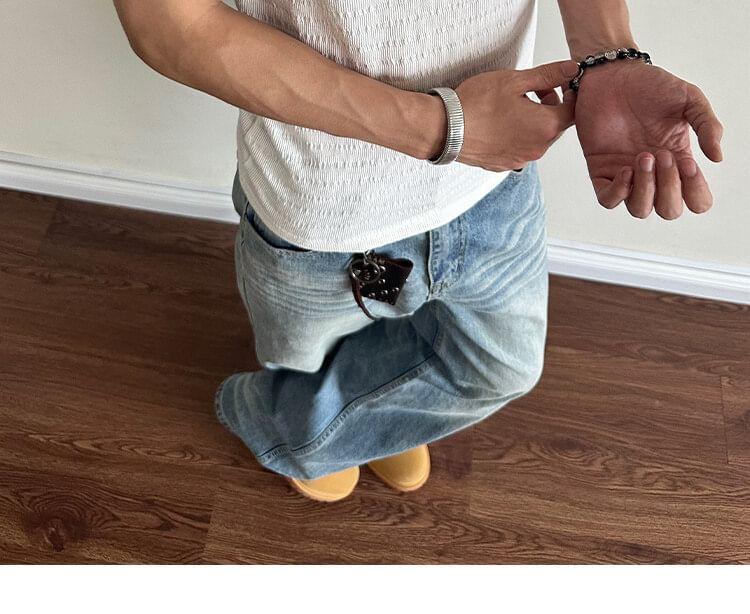 Crew Neck Plain Slim Fit Tank Top Product Image