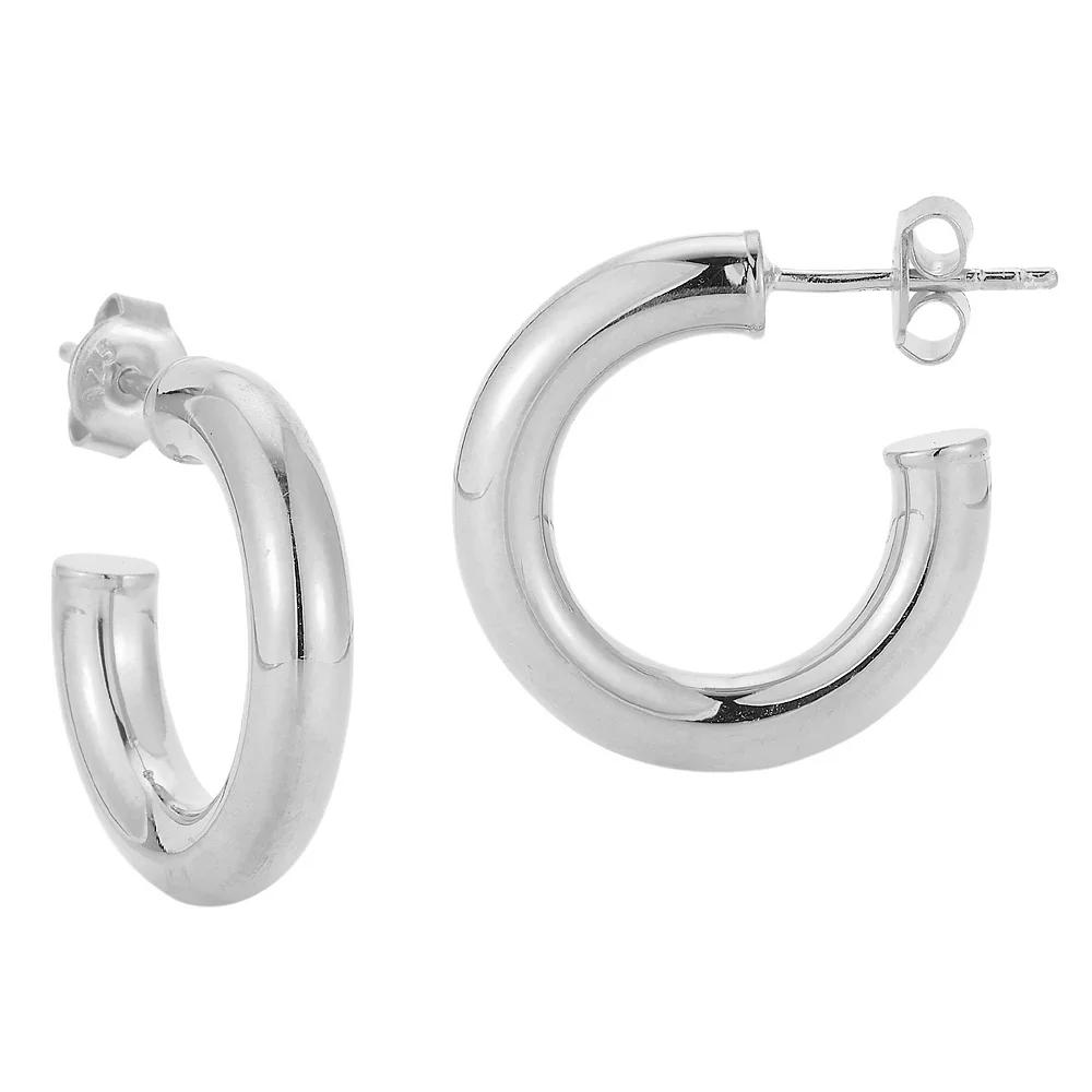 Sunkissed Sterling 0.8 in. Tube Hoop Earrings, Women's, Silver Tone Product Image