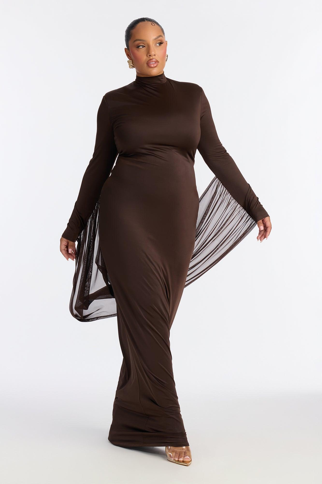 Flying High Draped Gown - Chocolate Female Product Image