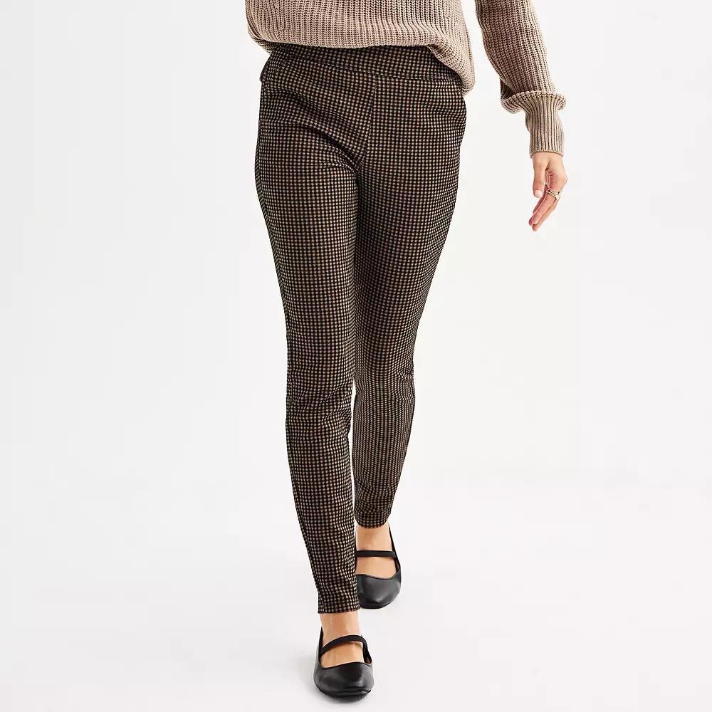 Juniors' SO® High-Rise Ponte Leggings, Girl's, Size: XL, Black Brown Plaid Product Image