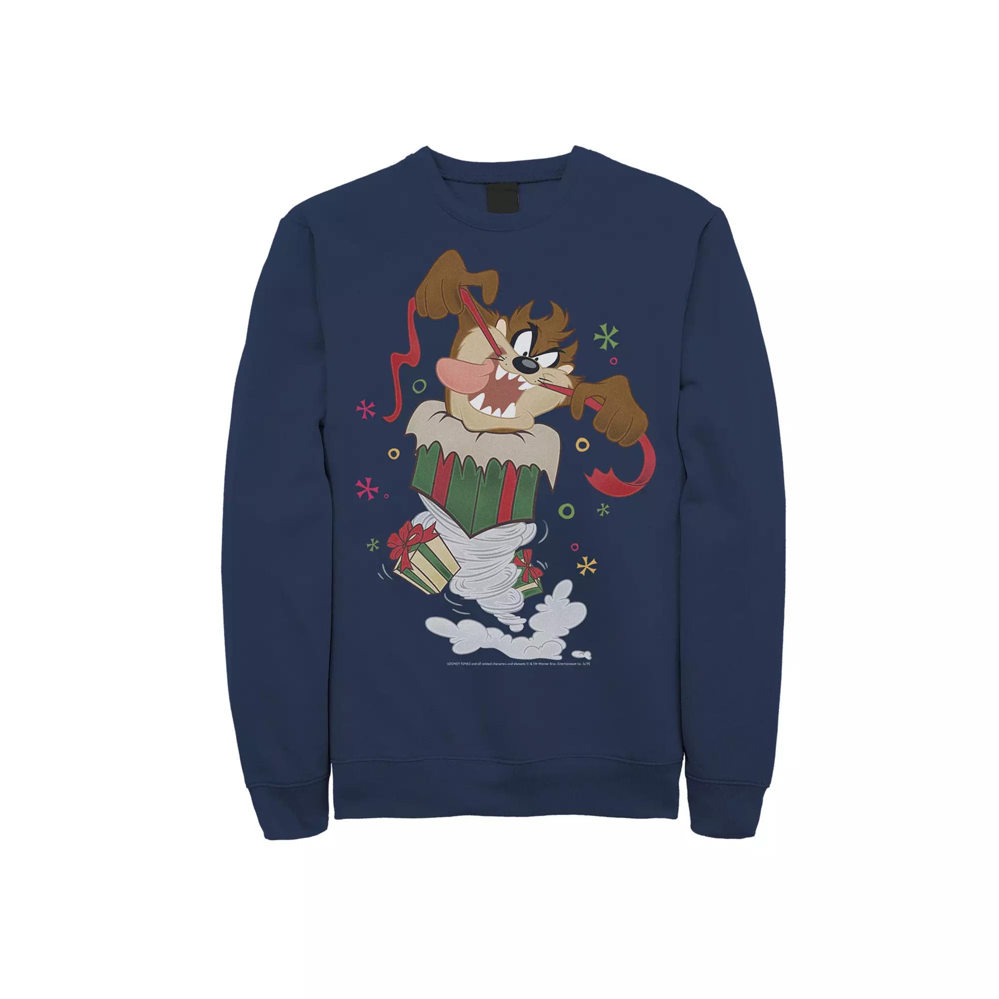 Men's Looney Tunes Christmas Taz Ripping Presents Sweatshirt,  Product Image