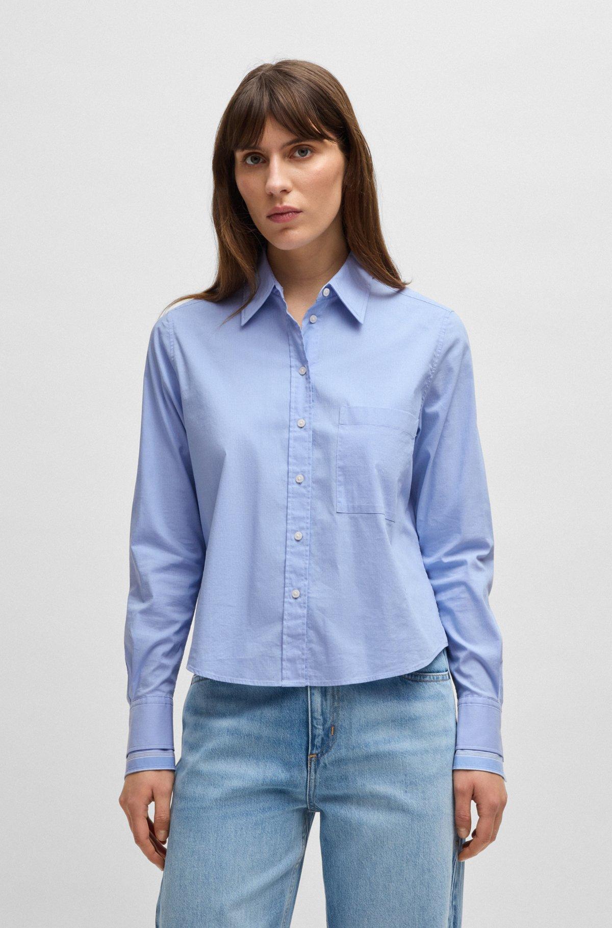Regular-fit blouse in striped stretch cotton Product Image
