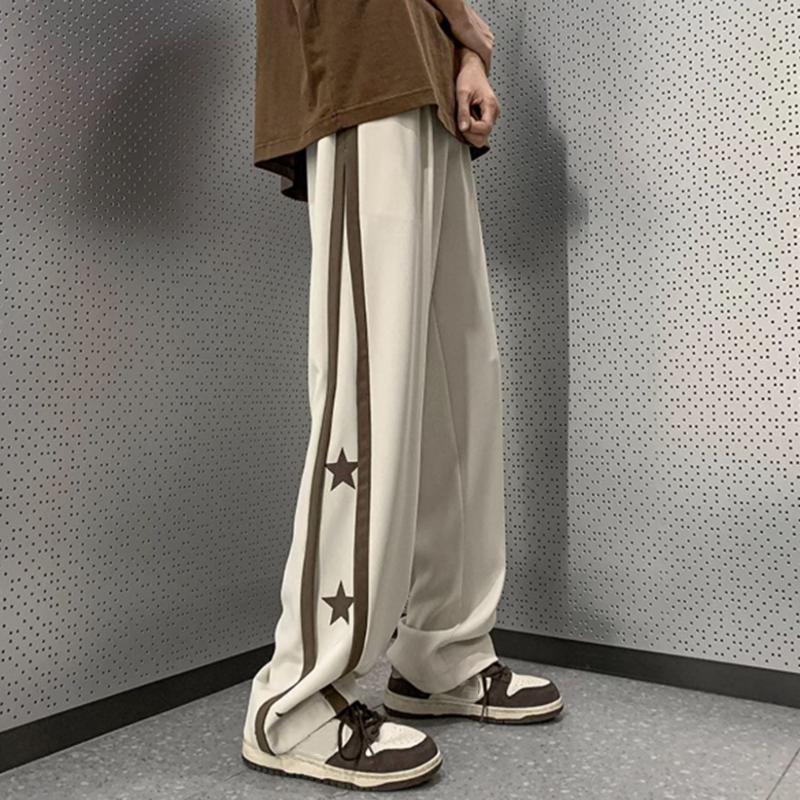 Sopula Retro High Street Trendy Patchwork Star Straight Sweatpants Product Image