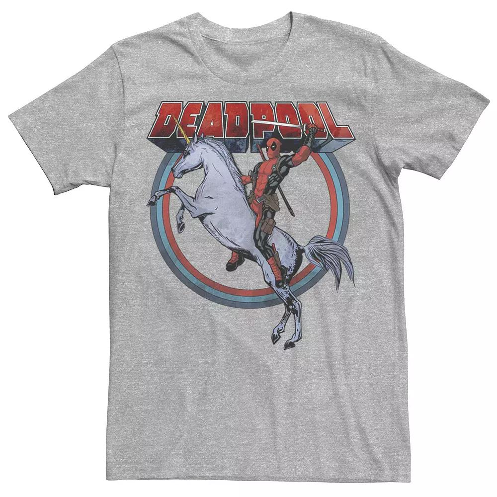 Men's Marvel Deadpool Riding A Unicorn Circle Tee,  Product Image