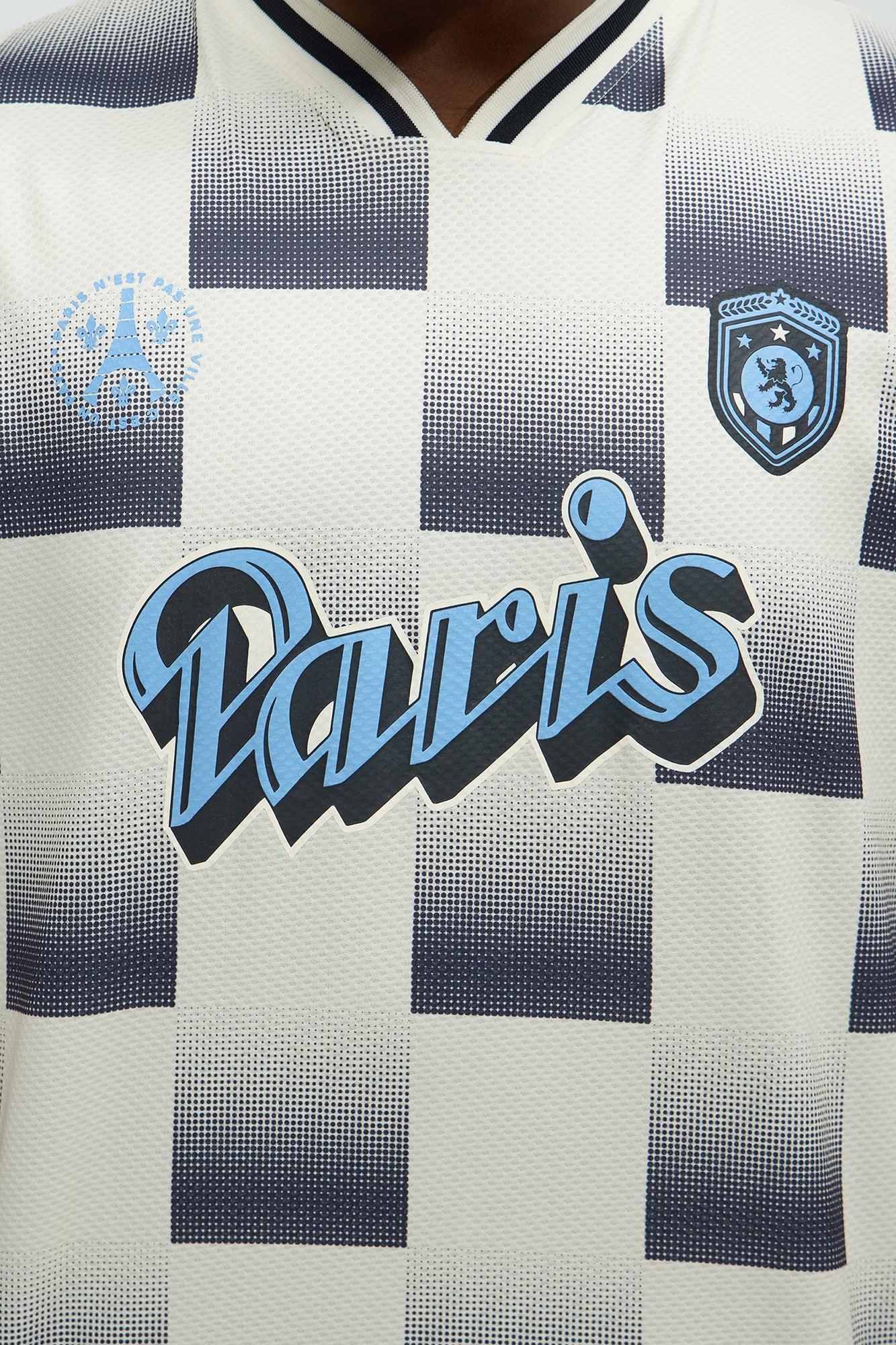 Checkered Paris Short Sleeve Soccer Jersey - Off White/combo Product Image